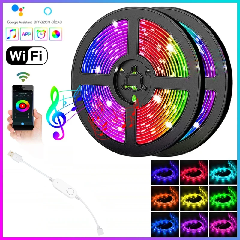

Светодиодная лента RGB 5050 с голосовым управлением и поддержкой Bluetooth и Alexa