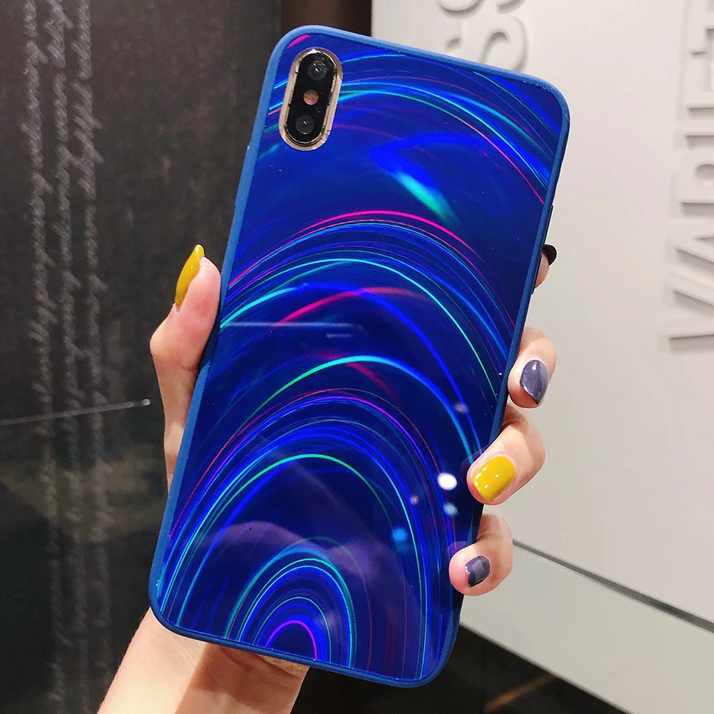 JONSNOW Голографический лазерный чехол с призмой для iPhone 11 Pro X XR XS Max чехол s 3D радужный блестящий чехол для телефона для iPhone 7 8 6S 6 Plus - Цвет: Синий