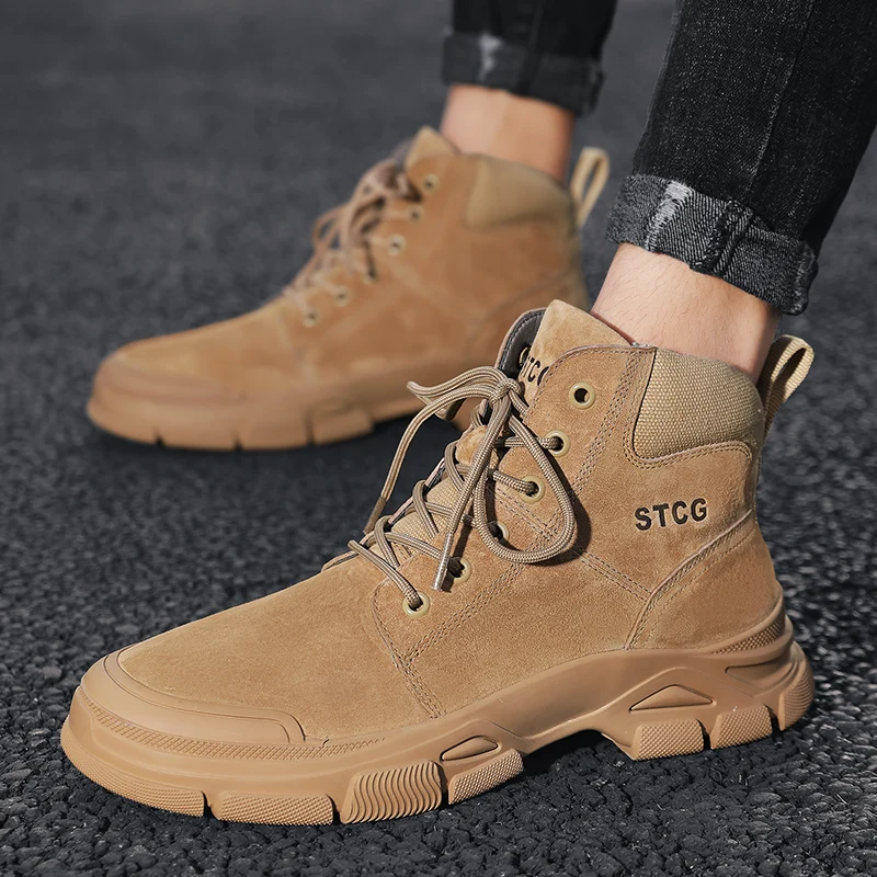 

CYYTL Mens Outdoor Sport Shoes Tooling Vintage Work Waterproof Hiking Boots Leather Motorcycle Booties Combat Botas De Hombre