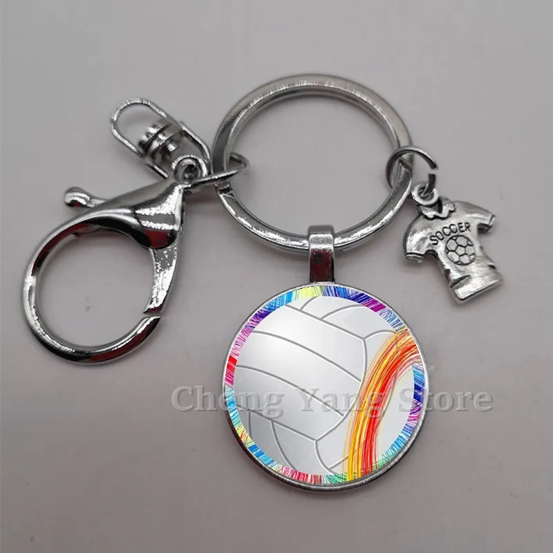 Модный стеклянный выпуклый Круглый Брелок с изображением футбола баскетбола