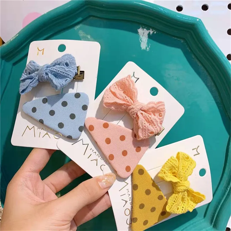 Заколка для волос с бантом в клетку 2 шт./компл. маленькая заколка горошек Милая