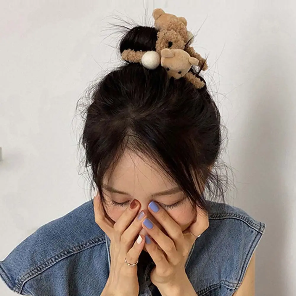 1 шт. модные заколки для волос с плюшевым медведем супер милая универсальная