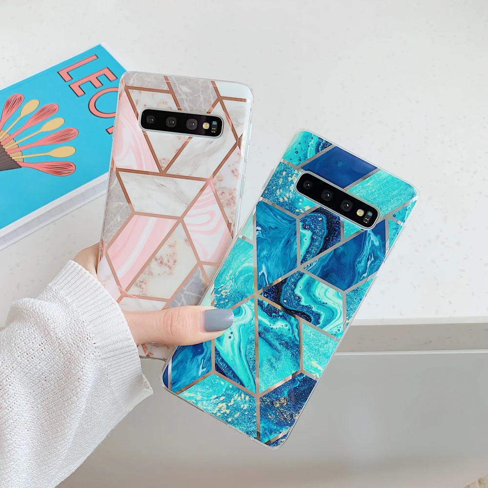 Глянцевый мраморный чехол подставка для samsung Galaxy S10e S10 S9 S8 Plus S7 Edge Note 8 9 рукоять