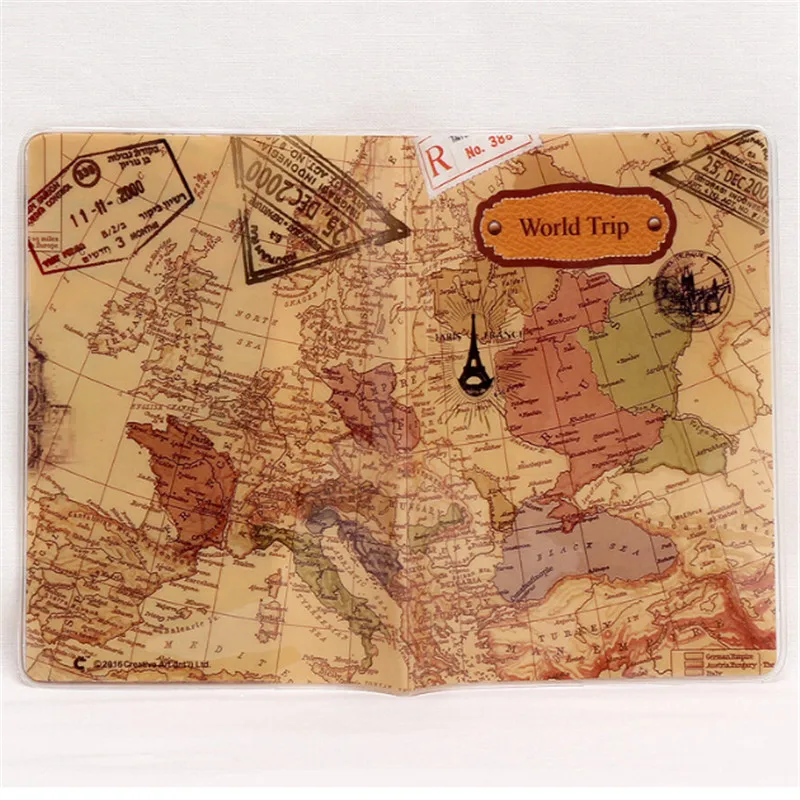 

Fashion PU PVC Passport Holder World Map Travel Passport Cover Case Brand Passport Holder Documents Folder Bag