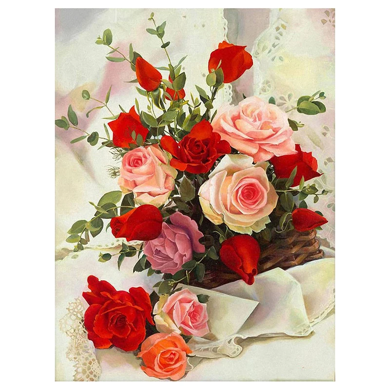 Diy Алмазная картина Набор Алмазные розы изображение горного хрусталя цветок