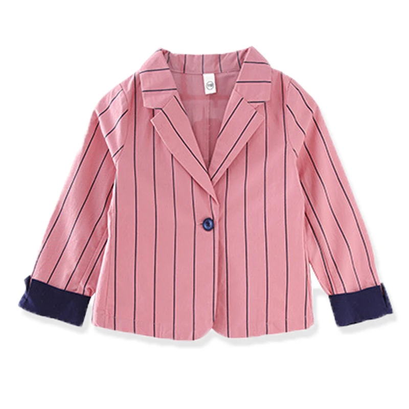 2019 New Arrival Girls Fashion Suit Jacket Dress 2 Pieces Elegant Lady Style Striped Coat Princess For 3-12 Year Old |