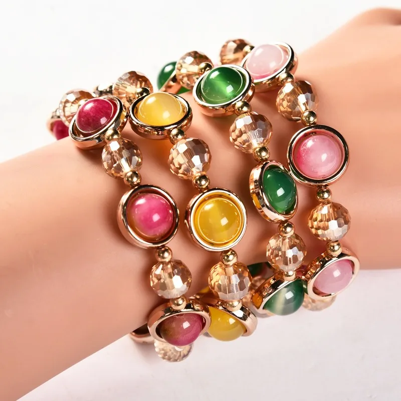 Натуральный многоцветный кристалл Агат бусы браслет Китайский резной
