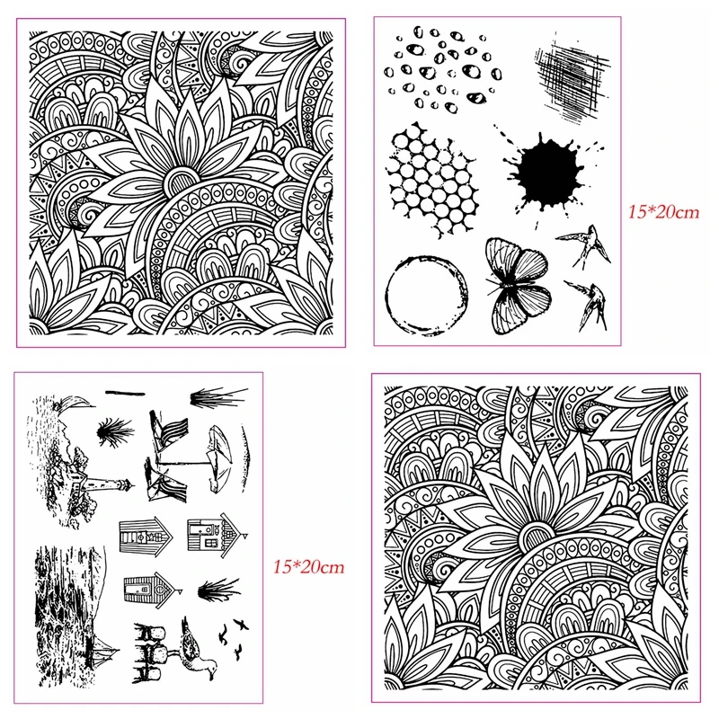 Стул с бабочками и цветами прозрачные резиновые силиконовые штампы со штампами