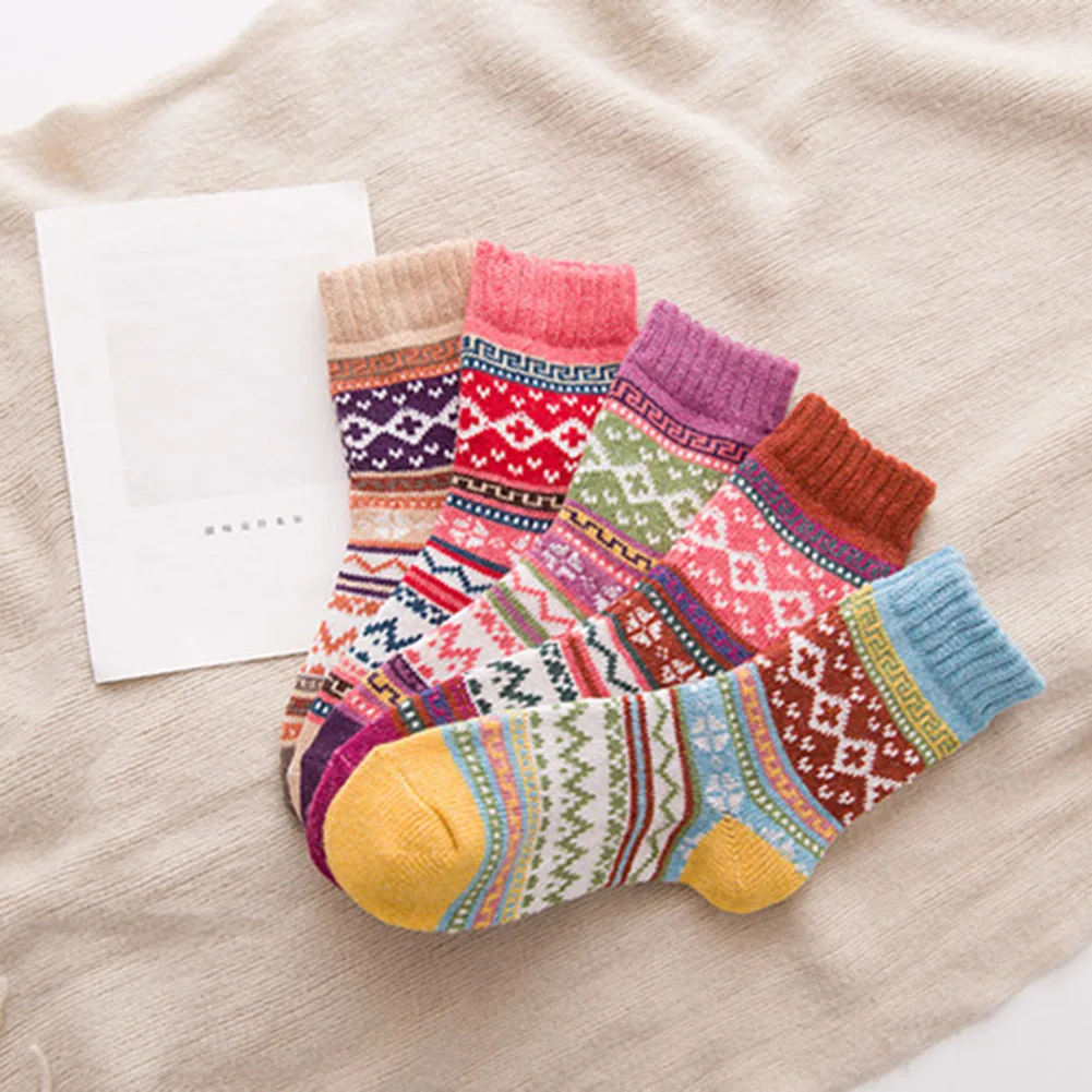 1 пара винтажные повседневные женские зимние шерстяные носки мягкие теплые