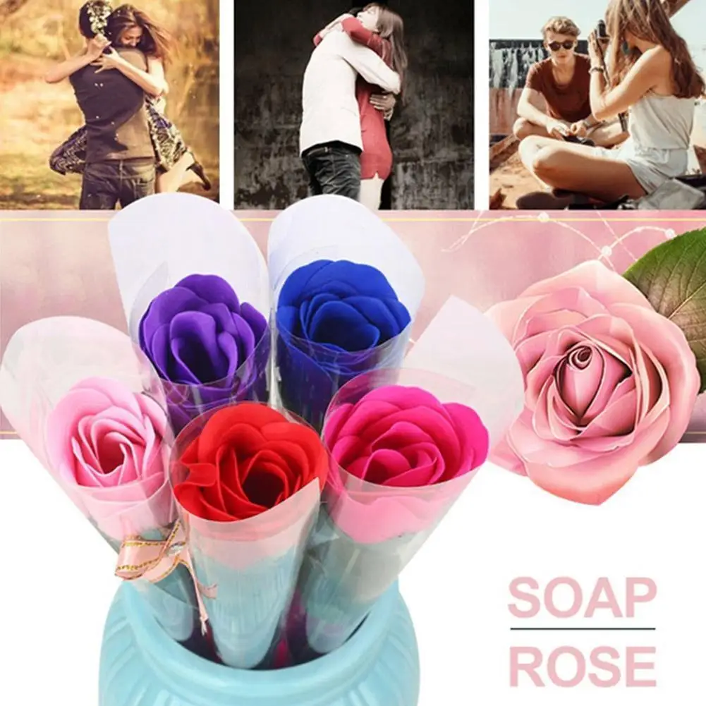 

Single Multicolor Soap Rose Flower Soap Bouquet Pink Day Day Lovers Wedding Valentine's For Girls Gift Purple Mother's Blue I6A8