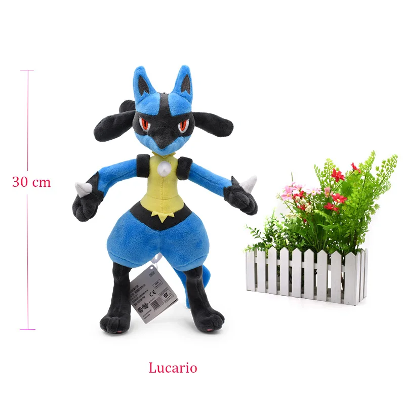 Lucario Аниме Кукла Пикачу тортерра Snorlax Zeraora Rayquaza Charizard Bagon Lucario мультфильм чучела Peluche плюшевые игрушки Рождественский подарок - Цвет: Lucario