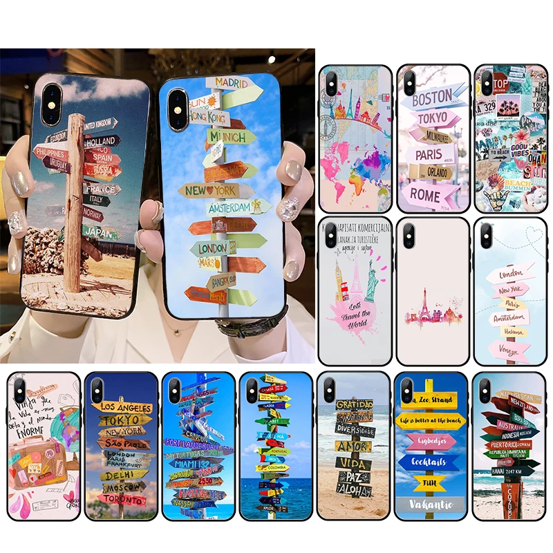 

Travel Sticker Funny direction signpost Phone Case For iPhone 12mini 12 11 ProMax XS MAX XR SE2 8 7 6 6S Plus X 5 5S SE