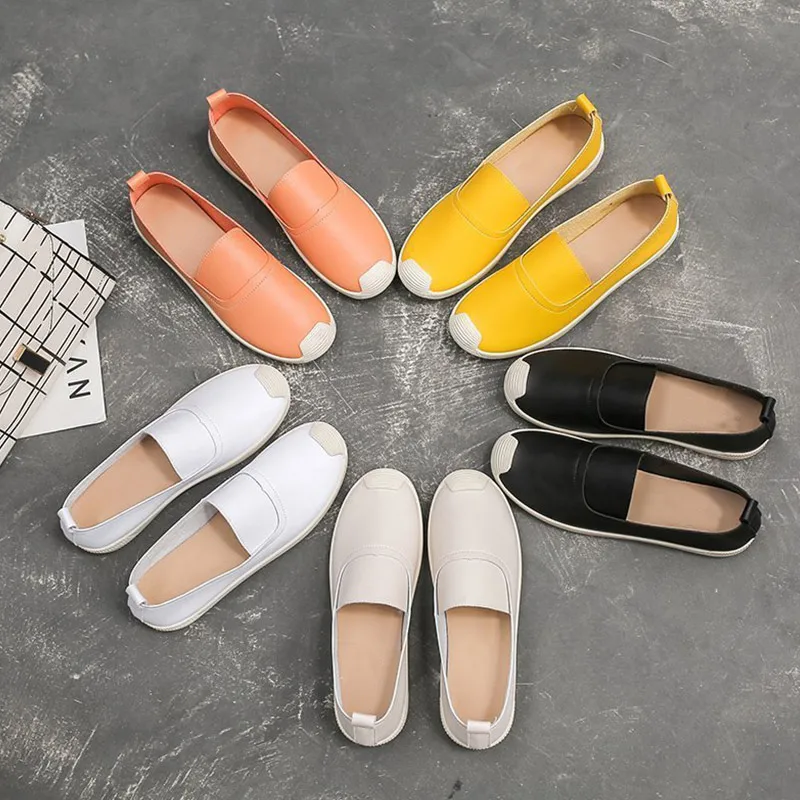 

2021 New Arrivals Women Flat Shoes Cute Bowtie Soft Leather Ladies Casual Slip On Round Toe Loafers Female Shallow Footwear