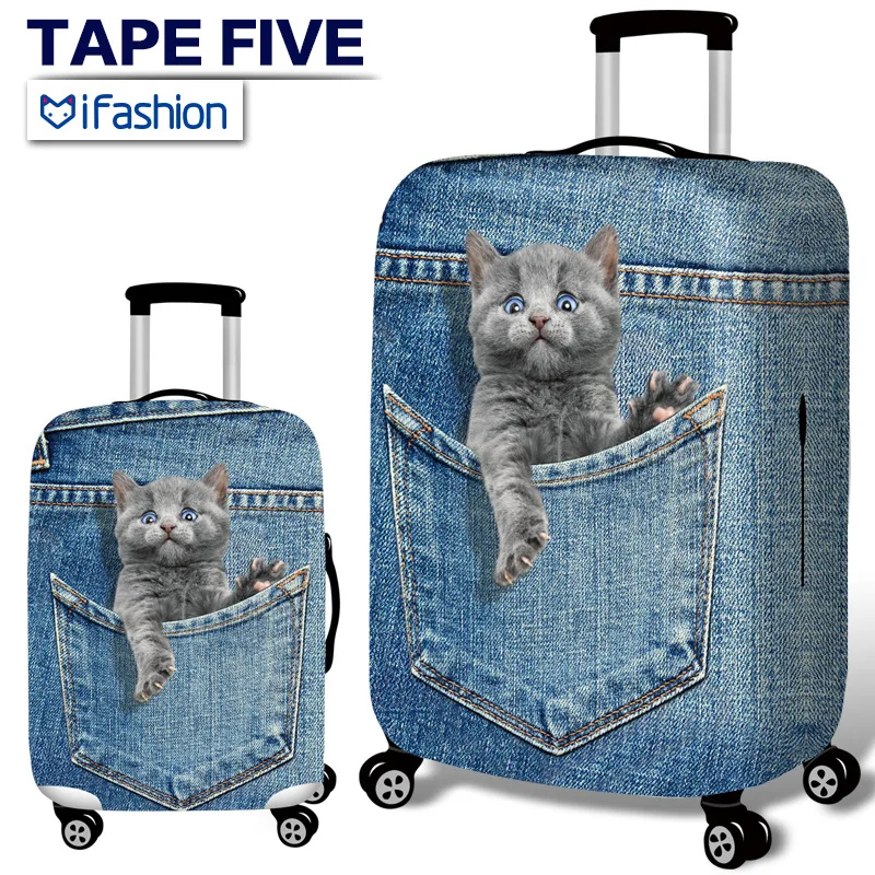 Прозрачный 3D Printing Travel Luggage Cover Suitcase Travel Bag Protection Case Luggage Bag Dust Cover For 18-32 inch Travel Accessories - Цвет: Прозрачный