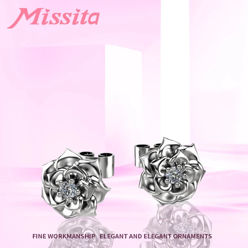 MISSITA 2019 новые розовые серьги-гвоздики для женщин Серебряные модные ювелирные