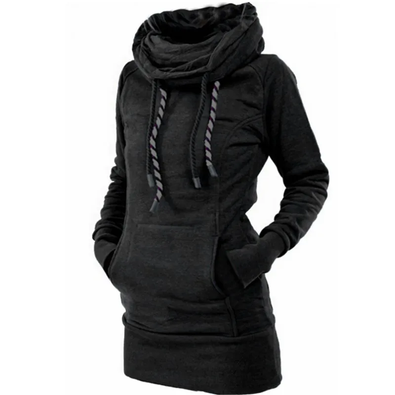 Пуловер с высоким воротником халат простые толстые толстовки женская теплая