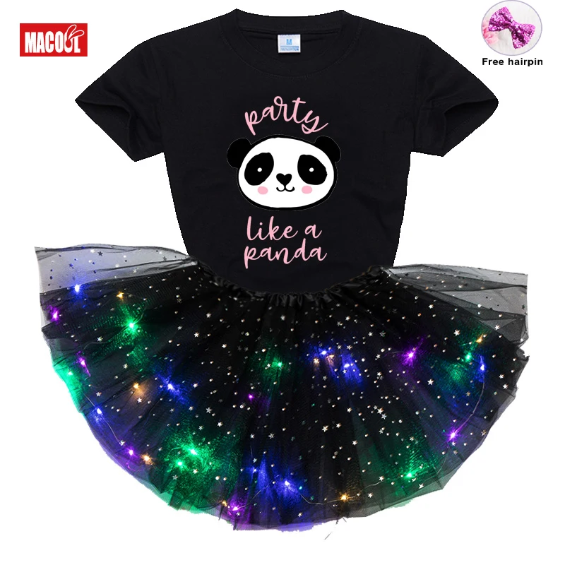 Комплект для девочек с светящейся юбкой 2021 летняя футболка детское платье одежда