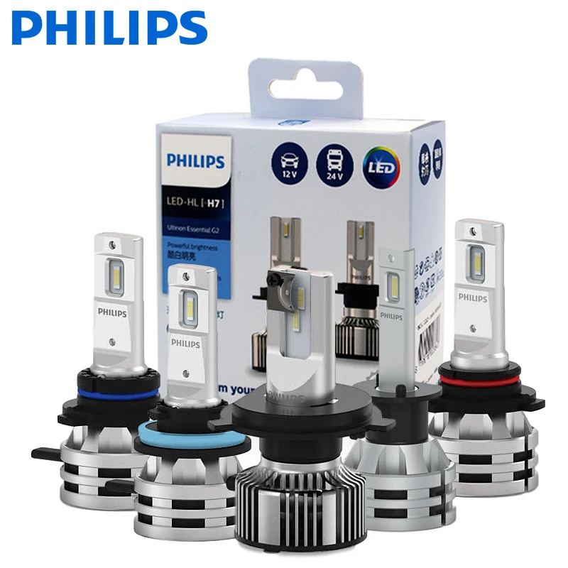 2 шт Philips Ultinon Эфирное G2 светодиодный H1 H4 H7 H8 H11 H16 HB3 HB4 H1R2 9003 9005 9006 9012 6500 к фар