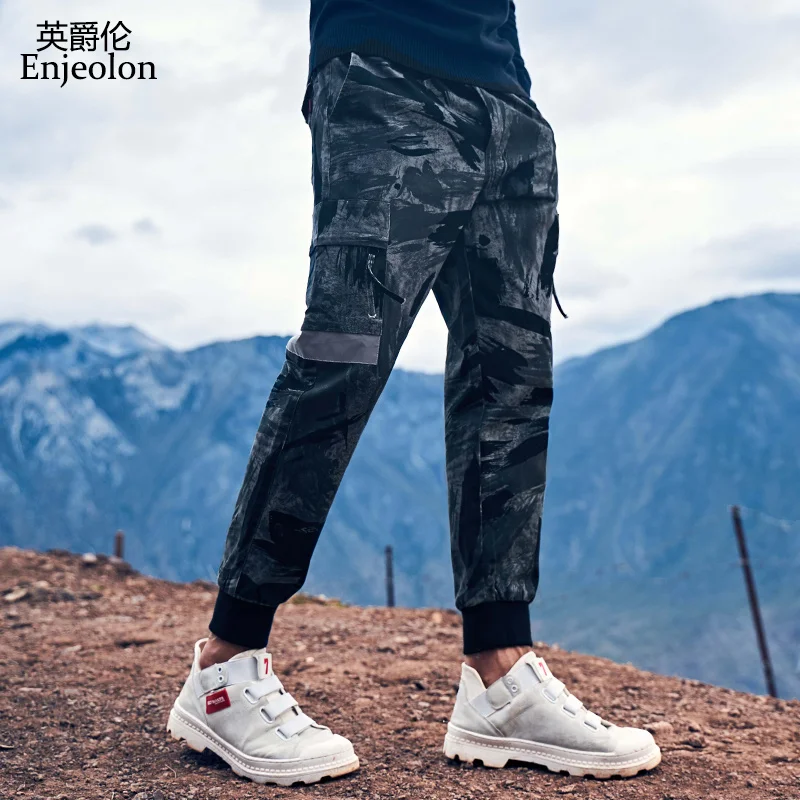 Мужские брюки-карго Enjeolon камуфляжные брюки-джоггеры с карманами для улицы