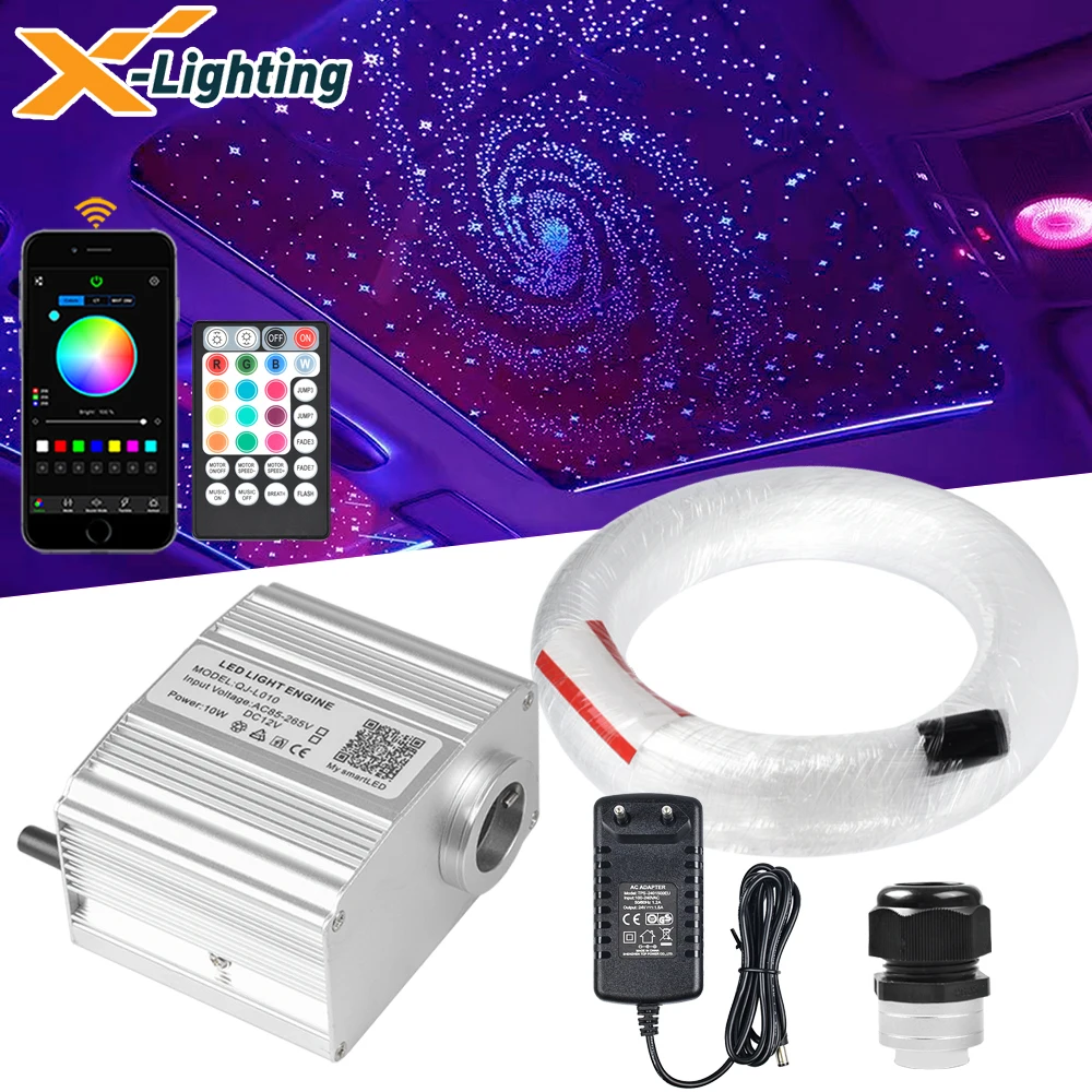 Twinkle 10W Bluetooth App Smart Control RGBW Fiber Optic Light  Star Ceiling Lights Kit For Room/Car Decoration