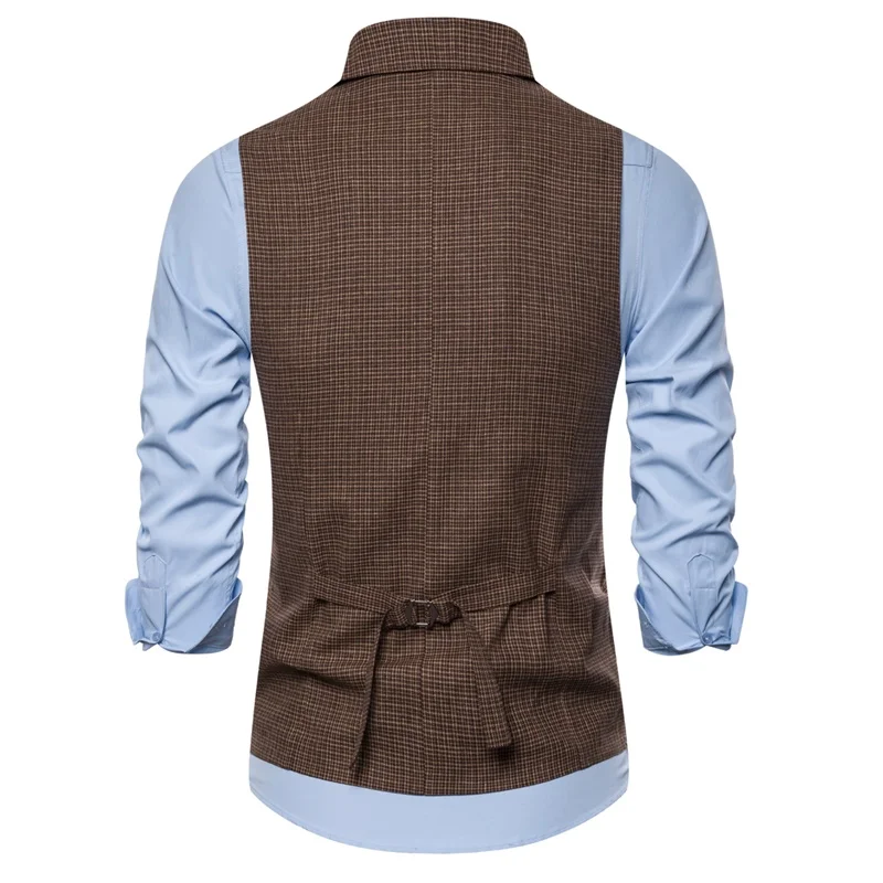 Черный клетчатый мужской повседневный приталенный костюм yunклос жилет для