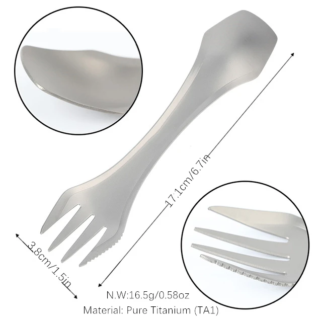 Набор легких титановых ложек-вилок и ножей 3 в 1 |