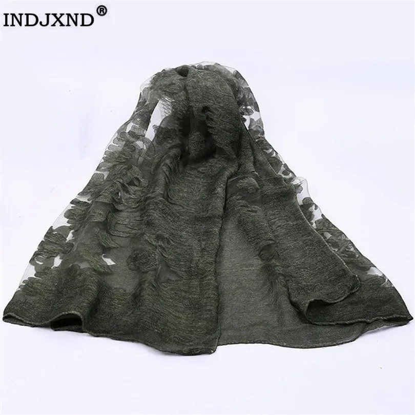 

Женские мягкие шифоновые хиджабы INDJXND, шелковый шарф, Женская шаль, модные шарфы, Полупрозрачная кружевная шаль