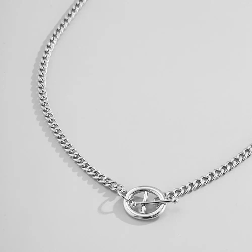 

Minimalist Stainless Steel Link Chain Necklace Toggle Clasp Necklace Choker Necklace Collier Femme Hiphop Jewelry 2 Style Wear