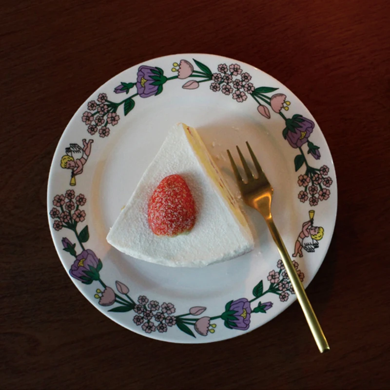 Мультяшная овца керамическая тарелка цветок ангел десертная Фруктовая Новинка