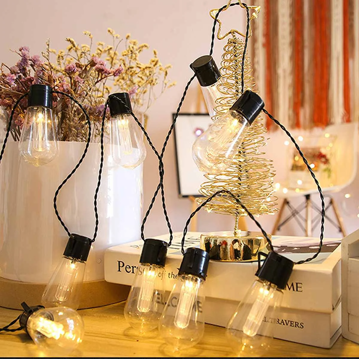 

10/20Bulb Christmas Lights Solar Bulb Fairy Light Solar Powered Party Ball String Lamps Waterproof Outdoor Garden Decoration