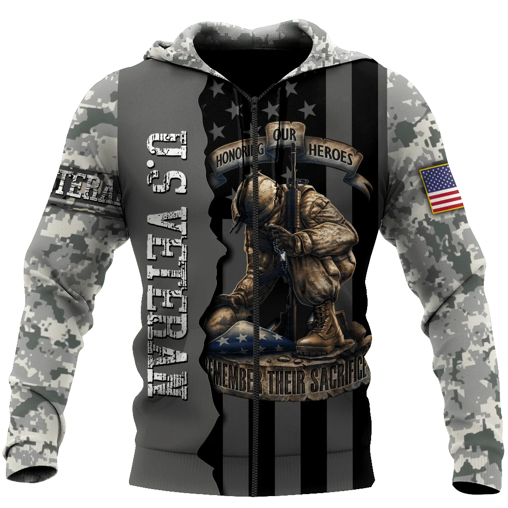 

New men's sweatshirt veteran 3D printing retro men/women/must-have hoodies oversized FASHION SWEATSHIRT/jacket/zipper A - 11