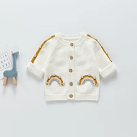 winter infant baby boysgirls knitted cardigan with print pattern single breasted decoration long sleeves o neck coat