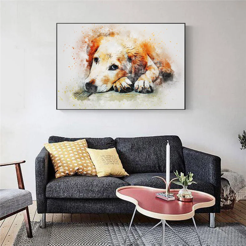 Современное домашнее украшение холст картина животное собака постер живопись