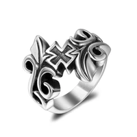 megin d vintage punk exquisite flower vine cross titanium steel rings for men women couple friend fashion design gift jewelry