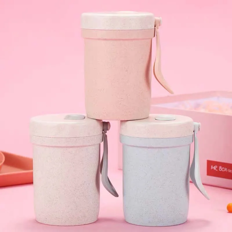 Креативная чашка для завтрака овсянки хлопья PP материал закусок с крышкой ложка