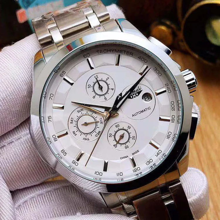 

Automatic Watch Mechanical Mens Watches Stainless Steel Waterproof Men Calendar Multi Function Wristwatches Relogio Masculino