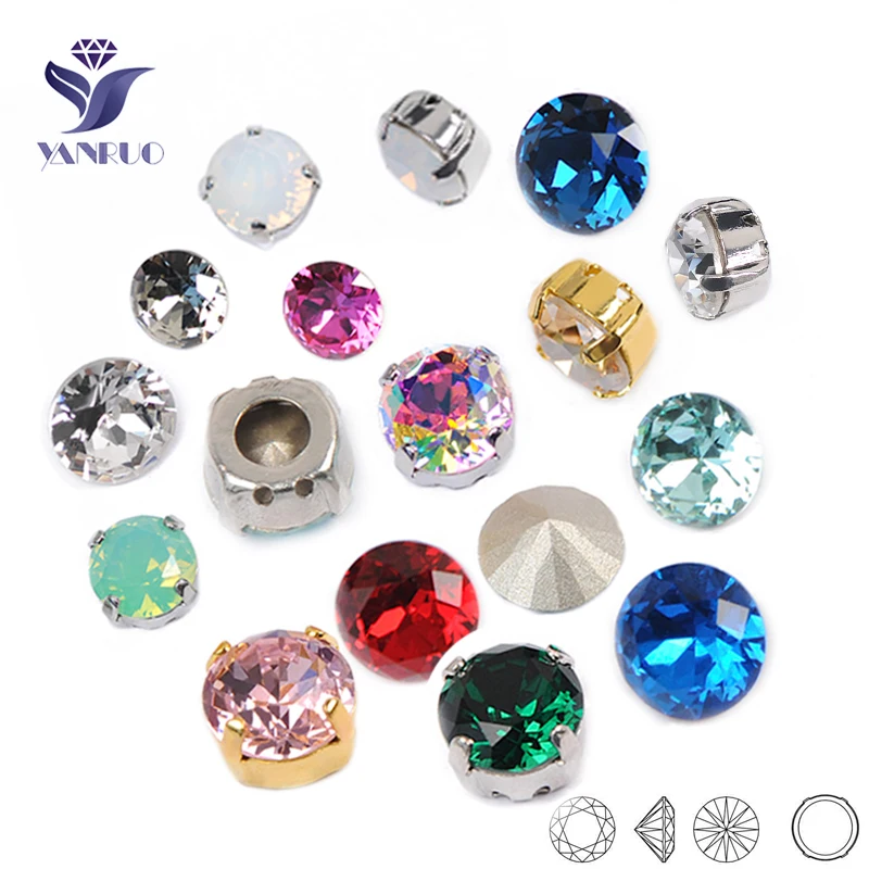 1357 Brilliant Cut Black Diamonds Shiny Gems Glass Sew On Stones With Pointback Silver Gold Claws Setting Jewlery Making | Дом и сад