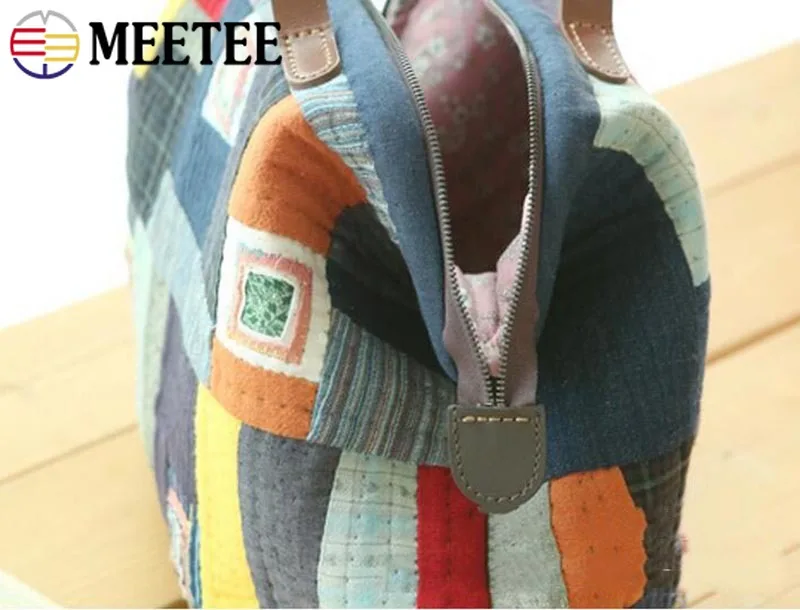 

Meetee 10pairs 2.8*2.8cm Genuine Leather Square Zipper Tail Hand Accessory DIY Luggage Leather Part Zipper Decorative Tail Piece