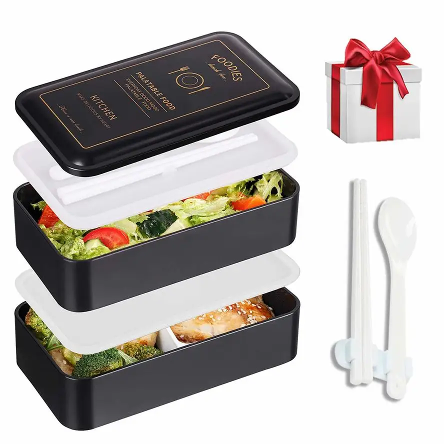 Ланч бокс с палочки для еды и ложки герметичная коробка Bento Квадратные японские