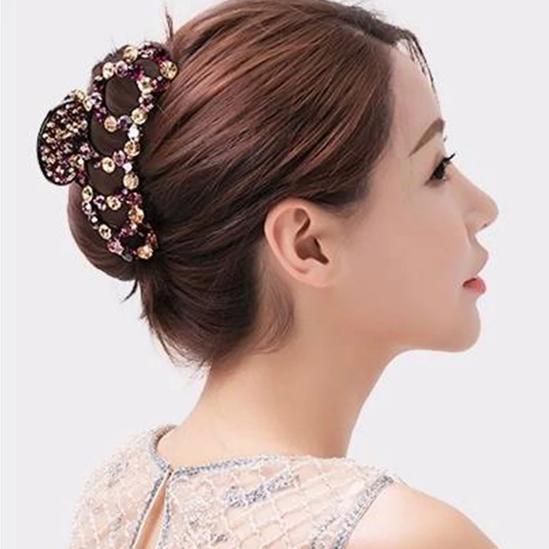 

Shiny Rhinestone Bow Hair Clips Headband Vintage Butterfly Hairpin Women Large Crystal Hair Claw Crab Clip Hair Accessories