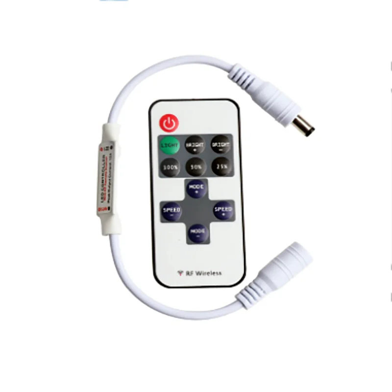 

RF Wireless 11Key Controller Dimmer DC Plug for 3528 5050 2835 5630 3014 Single Color LED Strip Light & 12V Copper String