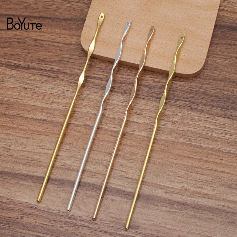 

BoYuTe New Arrive (10 Pieces/Lot) 158MM Metal Brass Hair Stick with Holes Handmade Diy Hair Accessories Materials