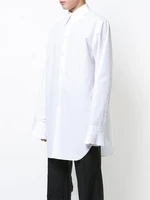 mens new fashion shirt personality contracted fold cuff design leisure and loose large size long sleeve shirt