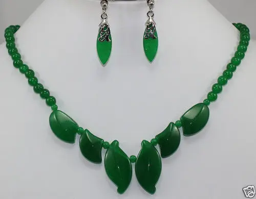 Горячая продажа Новый ювелирные изделия нефрит ожерелье серьги зеленый набор