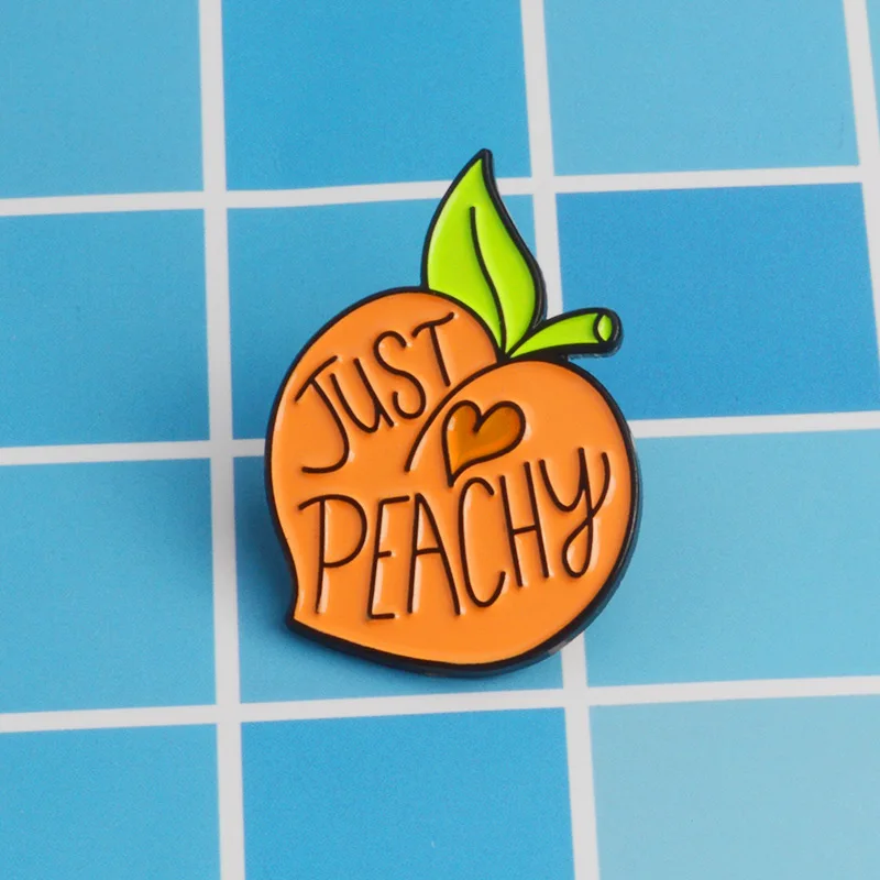 

Cute Cartoon Little Yellow Peach Alloy Fruits Brooch Just Peachy Collar Enamel Pins Paint Badges Jewelry Gift for Friends