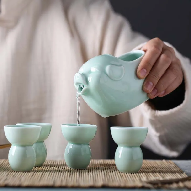 

Керамические винный посылка плоская фляжка - желтый , винно в винного Стакана Ликера из Стакана Ликера небольшой-пиала Вина Вино Кубок