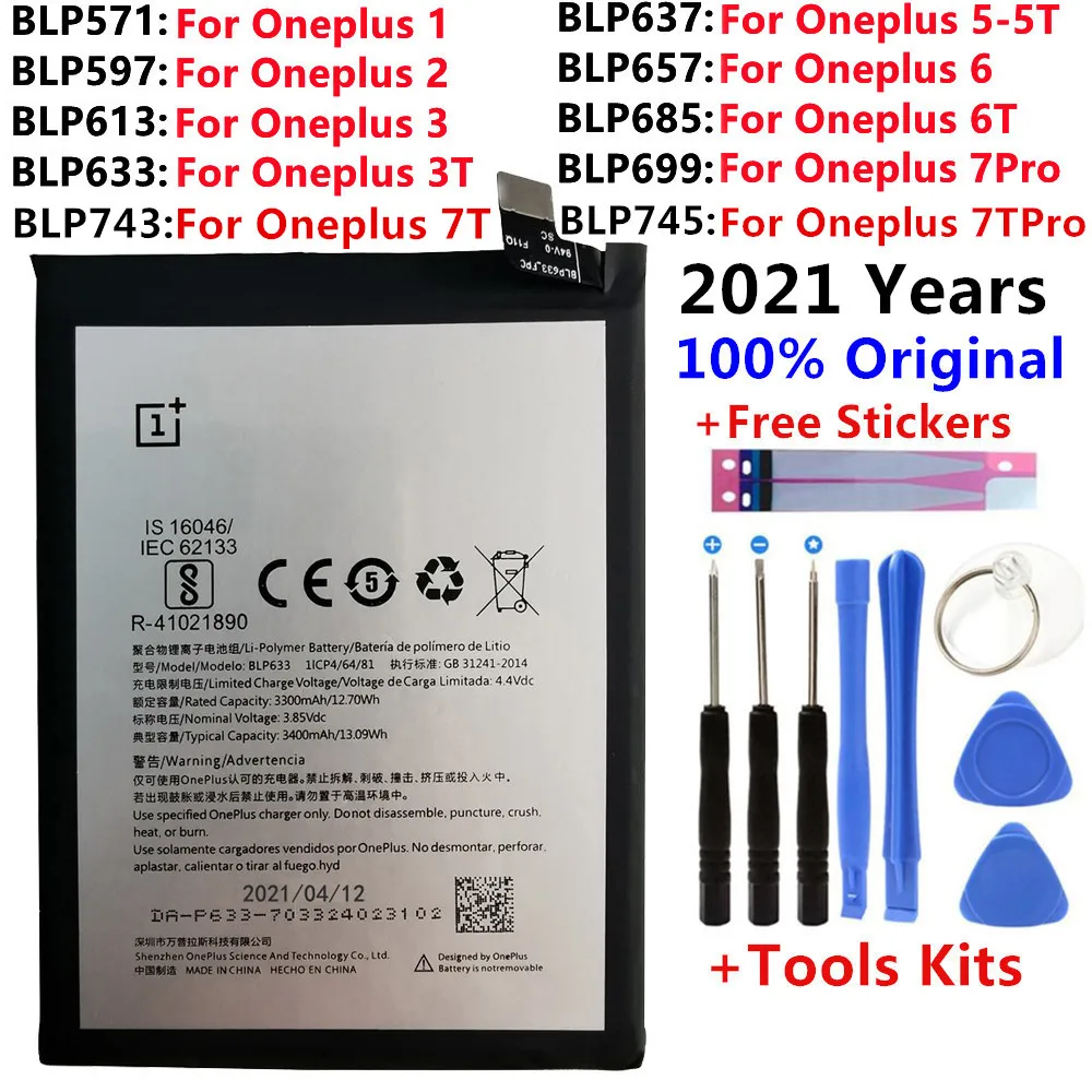 100% оригинальный сменный аккумулятор для Oneplus one 1 + OnePlus 2 3 One Plus 3T 5 5T 6 6T 7 7T Pro