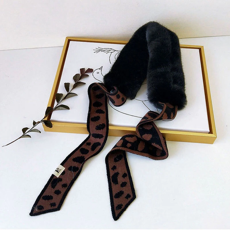 Плюшевый шарф Элегантные вязаные шарфы женский шейный теплый из искусственного