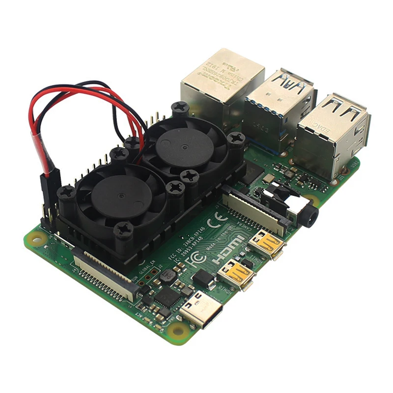 Raspberry Pi 4 двойной вентилятор с радиатором двойной охлаждающий вентилятор система охлаждения Радиатор для Raspberry Pi 3 Model B 3B Plus 3B