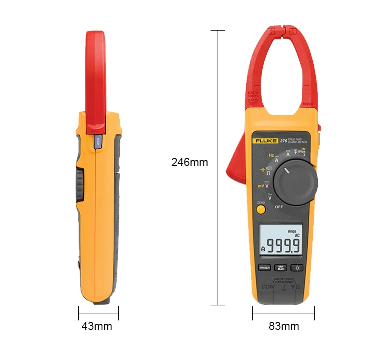 Fluke 376 True RMS 1000A AC/DC токоизмерительный прибор с NIST-отслеживаемым сертификатом калибровки
